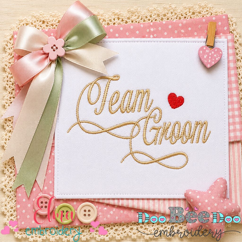 Elegant Team Groom - Satin Stitch - Machine Embroidery Design