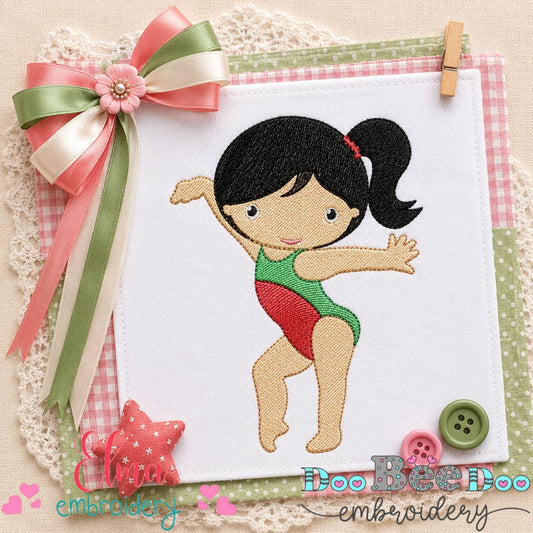 Sweet Little Gymnast Girl - Fill Stitch - Machine Embroidery Design