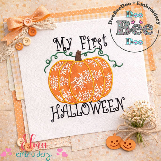My First Halloween Pumpkin – Appliqué – Machine Embroidery Design