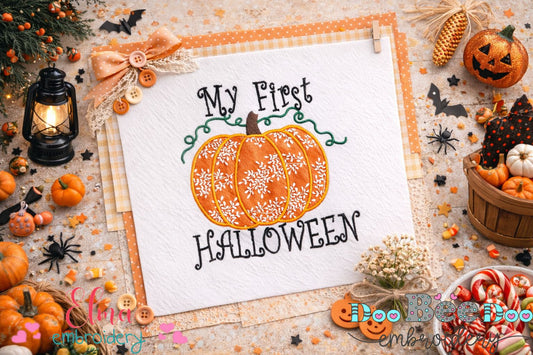 My First Halloween Pumpkin – Appliqué – Machine Embroidery Design