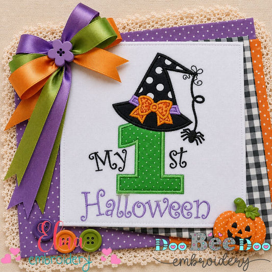My 1st Halloween Witch Hat - Appliqué - Machine Embroidery Design
