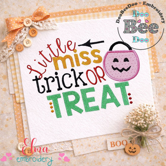 Little Miss Trick or Treat – Appliqué – Machine Embroidery Design
