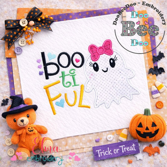 Cute Ghost Boo ti Ful Halloween – Appliqué – Machine Embroidery Design