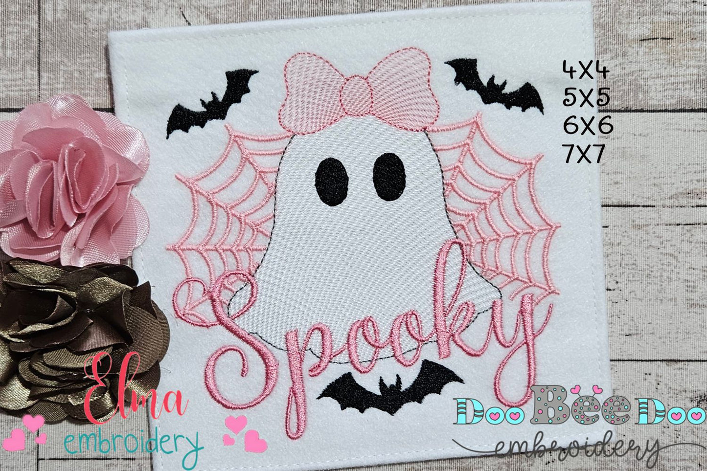 Cute Spooky Halloween Ghost – Rippled Stitch – Machine Embroidery Design