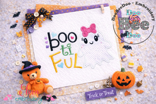 Cute Ghost Boo ti Ful Halloween – Appliqué – Machine Embroidery Design