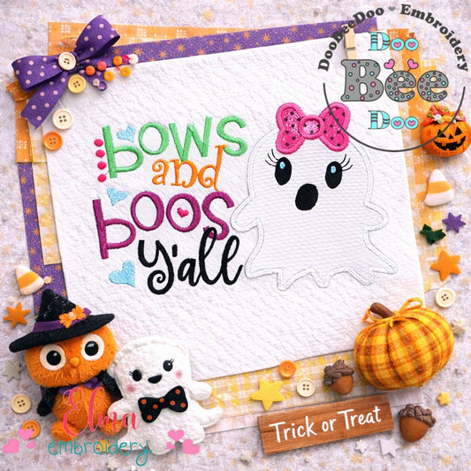 Bows and Boos Y’all – Appliqué – Machine Embroidery Design