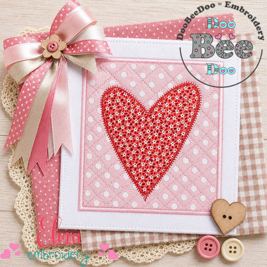 Sweet Patchwork Heart Frame - Appliqué – Machine Embroidery Design