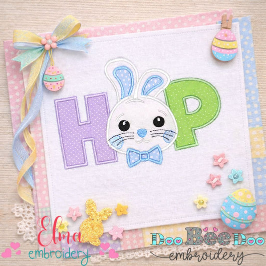 Hop Easter Bunny Letters – Appliqué – Machine Embroidery Design