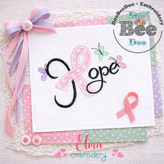 Hope Awareness Ribbon - Appliqué – Machine Embroidery Design
