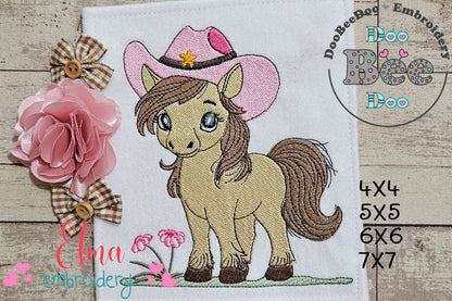 Cowgirl Pony Sweetheart – Fill Stitch – Machine Embroidery Design