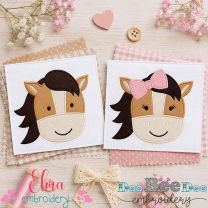 Cute Horse Faces Collection – Applique – Machine Embroidery Design