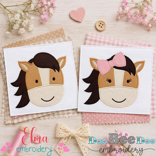 Cute Horse Faces Collection – Applique – Machine Embroidery Design