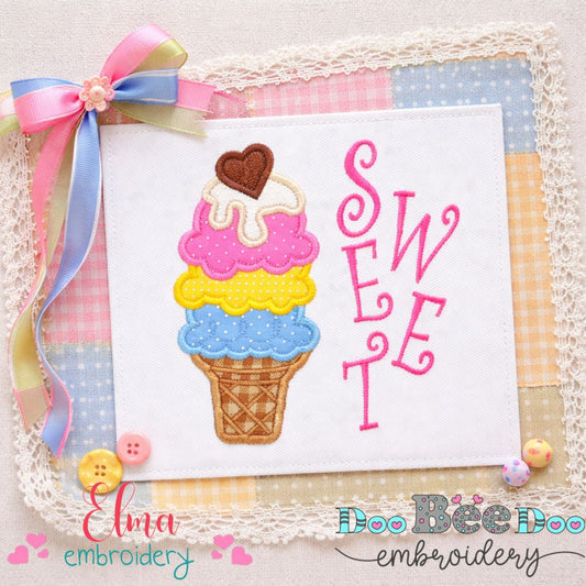 Sweet Ice Cream – Appliqué – Machine Embroidery Design