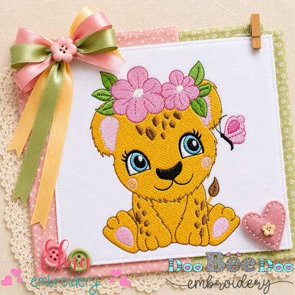Jaguar With Flowers - Fill Stitch – Machine Embroidery Design
