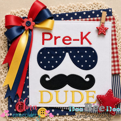 Pre-K Dude - Appliqué - Machine Embroidery Design