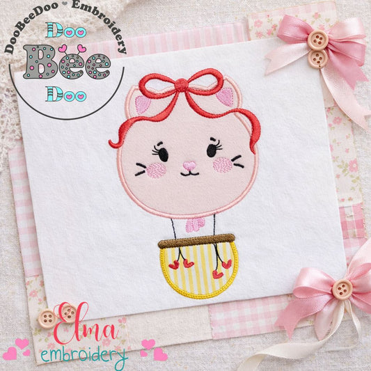 Kitty Hot Air Balloon – Appliqué – Machine Embroidery Design