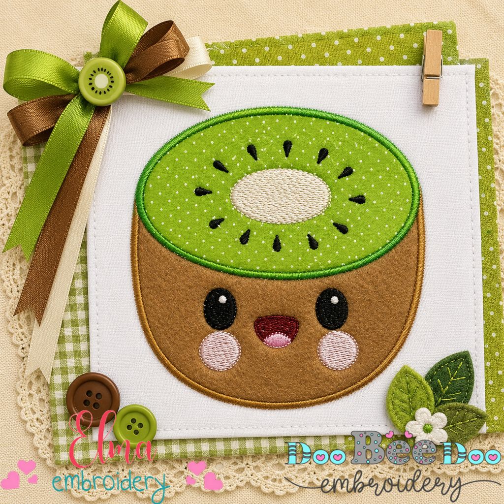 Cute Kiwi Fruit - Applique - Machine Embroidery Design