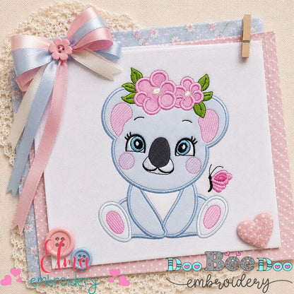 Sweet Floral Koala Baby - Applique – Machine Embroidery Design