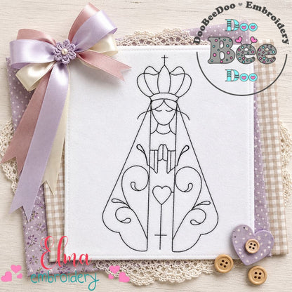 Graceful Our Lady Devotional Design - Redwork Stitch – Machine Embroidery Design