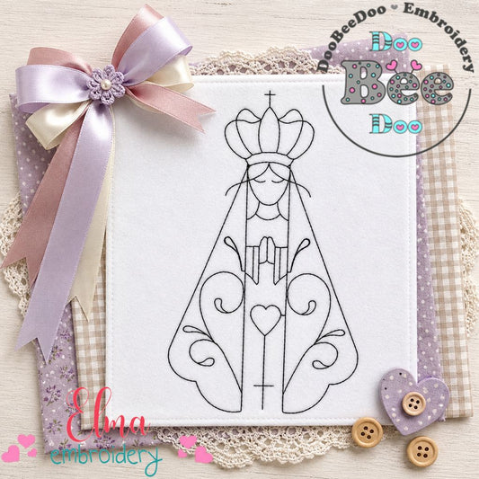 Graceful Our Lady Devotional Design - Redwork Stitch – Machine Embroidery Design