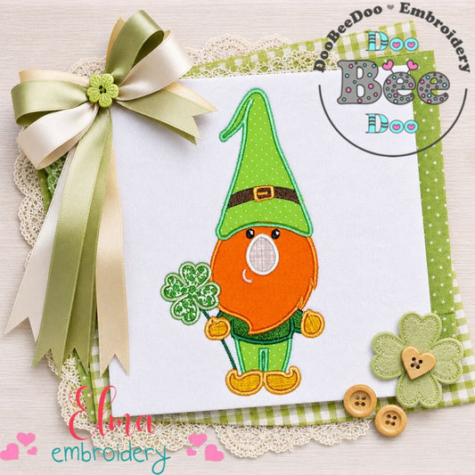 Lucky Leprechaun Gnome – Appliqué – Machine Embroidery Design