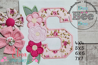 S is for Spring Flowers – Applique – Machine Embroidery Design
