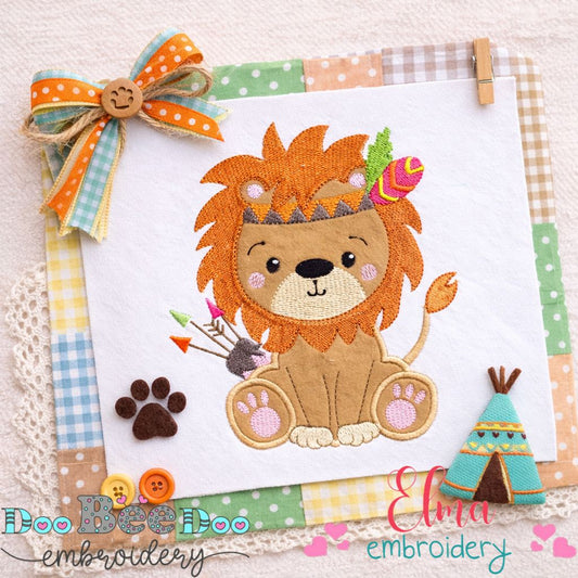 Boho Lion Tribal Style – Appliqué – Machine Embroidery Design