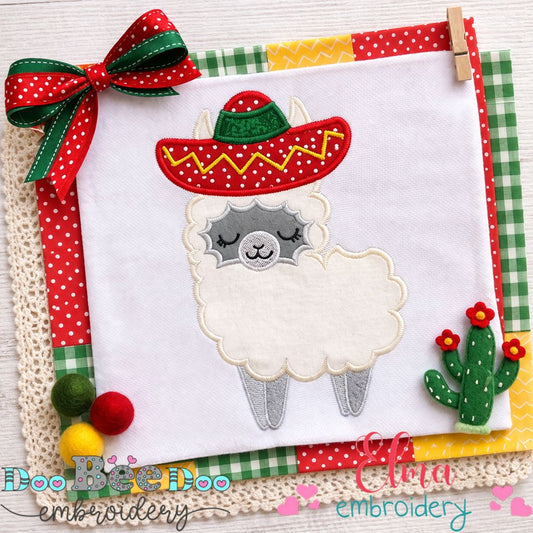 Sweet Fiesta Llama - Appliqué – Machine Embroidery Design
