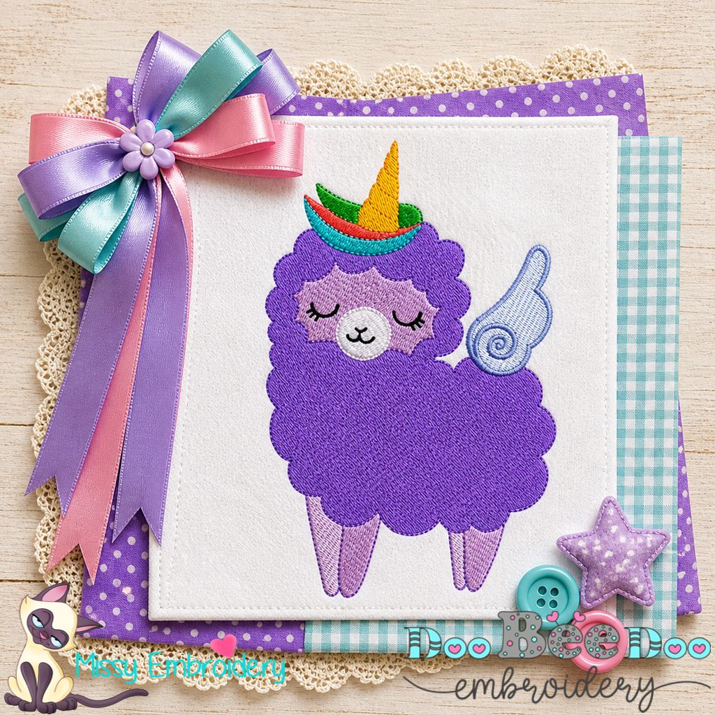 Magical Llama Unicorn – Fill Stitch – Machine Embroidery Design
