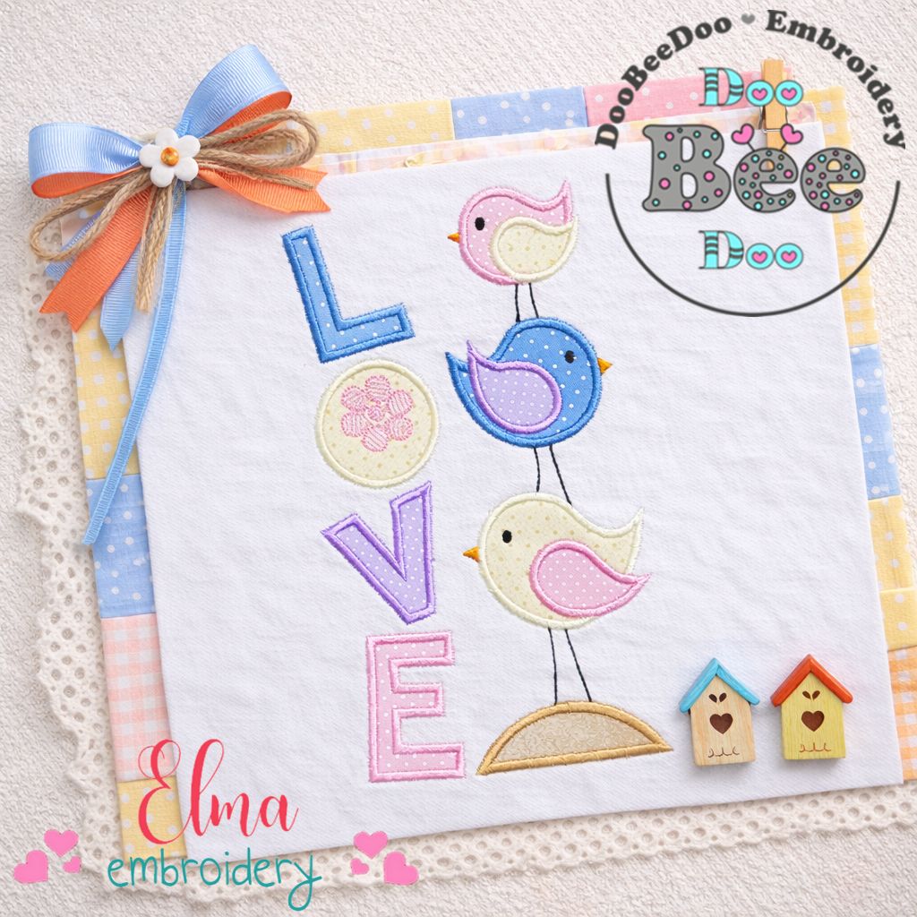 Love Birds Appliqué – Machine Embroidery Design