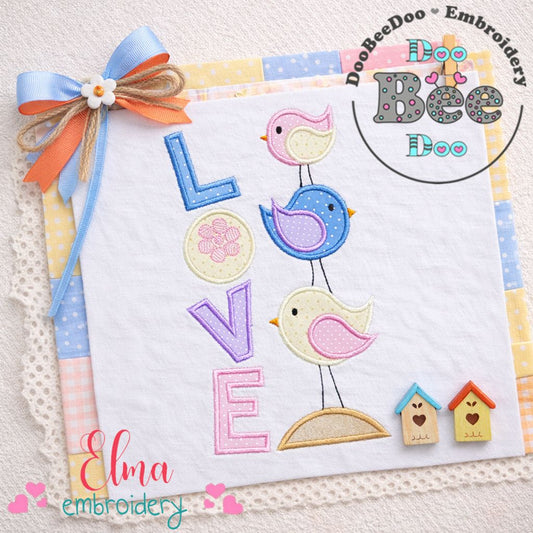 Love Birds Appliqué – Machine Embroidery Design