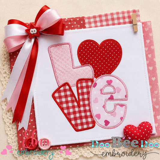 Love Heart Word - Applique - Machine Embroidery Design