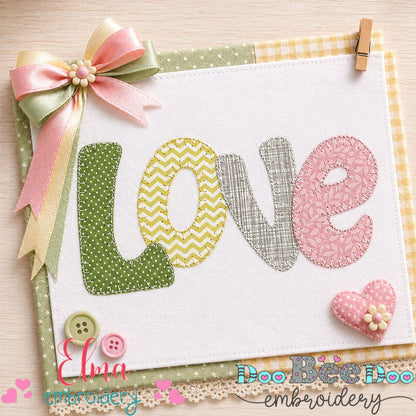 Sweet Patchwork LOVE Letters - Patchwork Stitch – Machine Embroidery Design