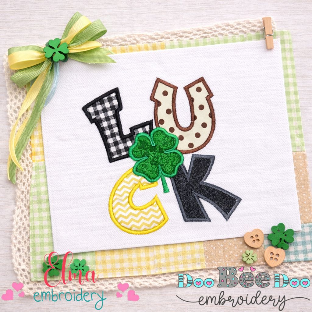 Lucky Clover Letters – Appliqué – Machine Embroidery Design