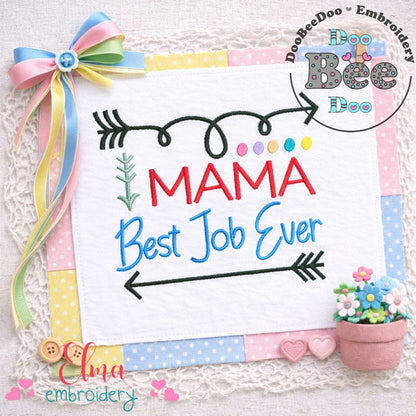 Mama Best Job Ever – Satin Stitch – Machine Embroidery Design