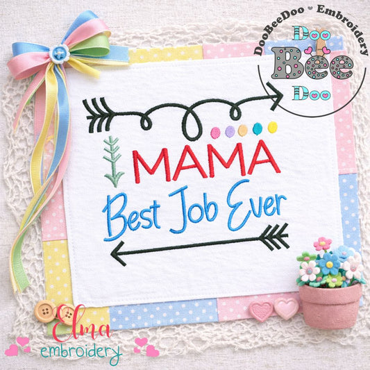 Mama Best Job Ever – Satin Stitch – Machine Embroidery Design