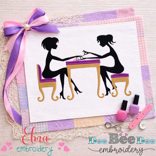 Manicure Girls Salon Scene - Fill Stitch - Machine Embroidery Design