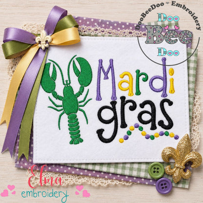 Mardi Gras Lobster Celebration Design - Fill Stitch – Machine Embroidery Design