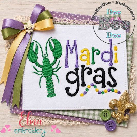 Mardi Gras Lobster Celebration Design - Fill Stitch – Machine Embroidery Design