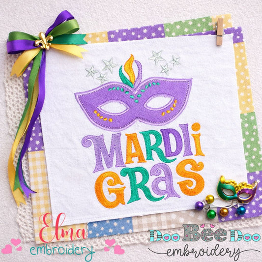 Mardi Gras Mask - Appliqué - Machine Embroidery Design