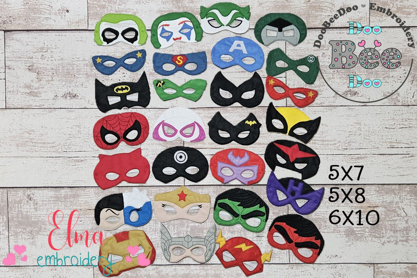 🦸‍♂️🦹‍♀️ Heroes & Villains Mask Set – Appliqué – ITH Project 🎭✨