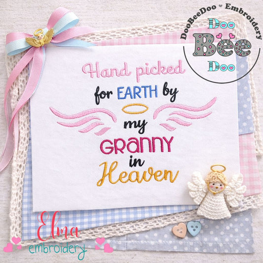 Hand Picked for Earth by My Granny - Satin Stitch - Machine Embroidery Design