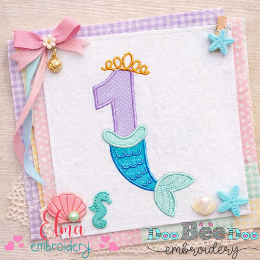 Mermaid Tail Number One – Appliqué – Machine Embroidery Design