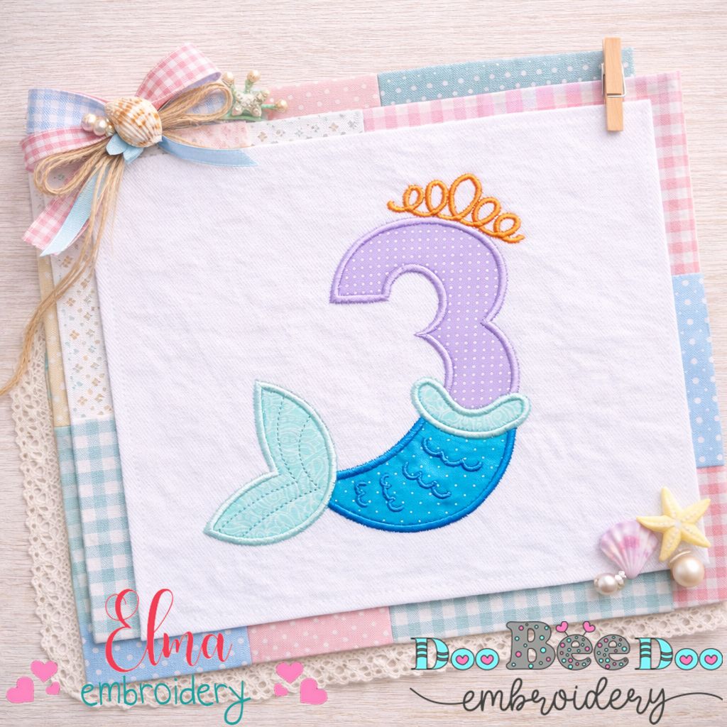 Mermaid Number Three - Appliqué - Machine Embroidery Design