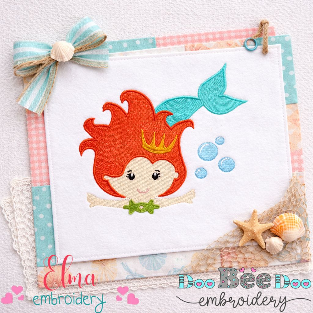 Little Mermaid Princess - Fill Stitch – Machine Embroidery Design