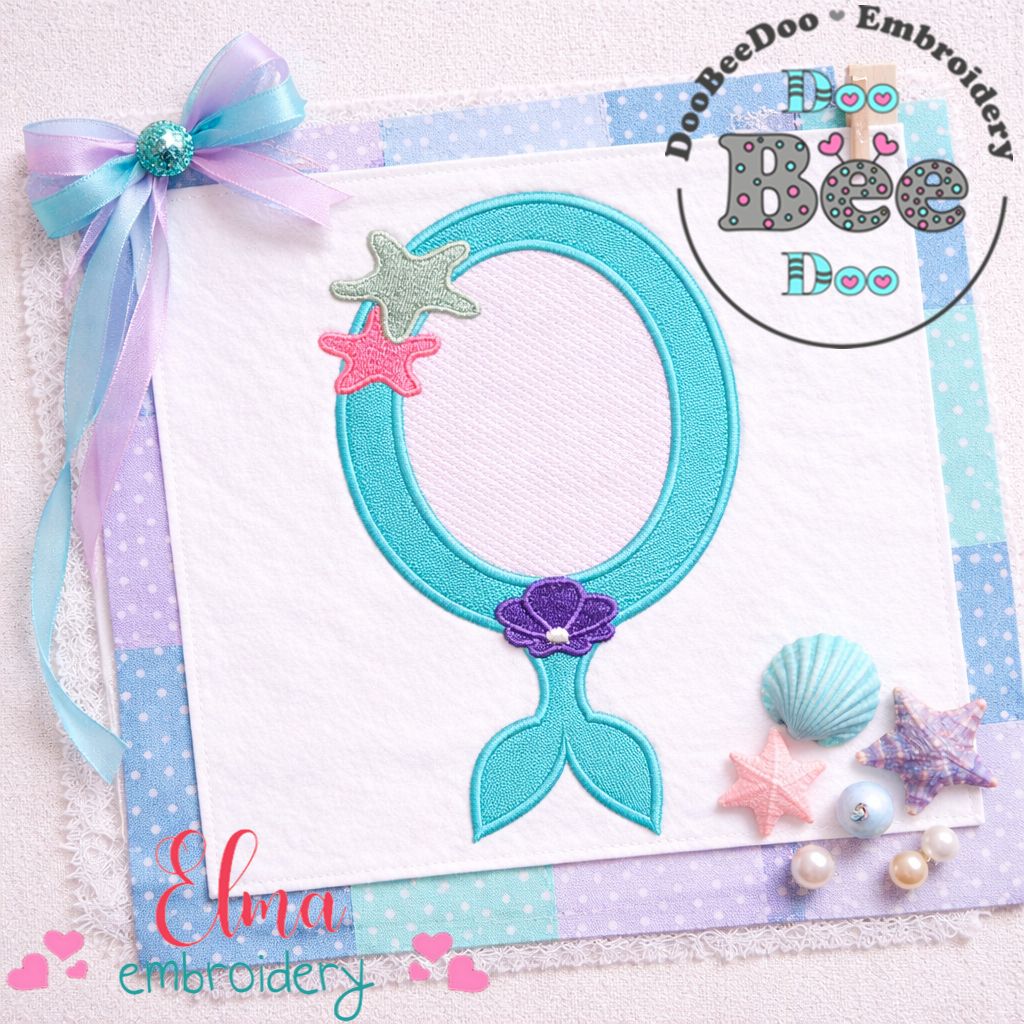 Mermaid Mirror Frame - Fill Stitch - Machine Embroidery Design