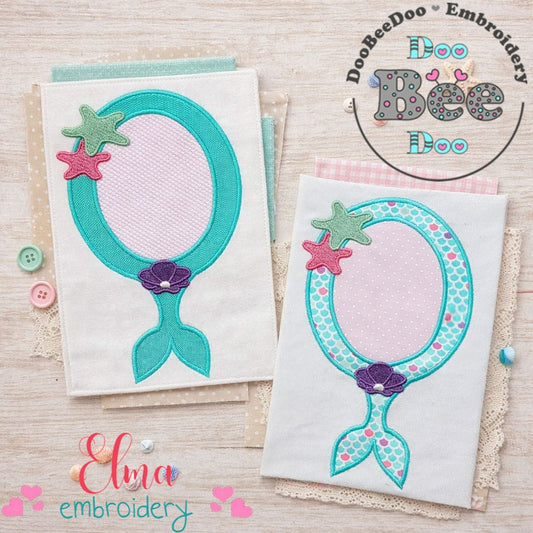 Mermaid Mirror Frame Set – Appliqué & Fill Stitch – Machine Embroidery Design