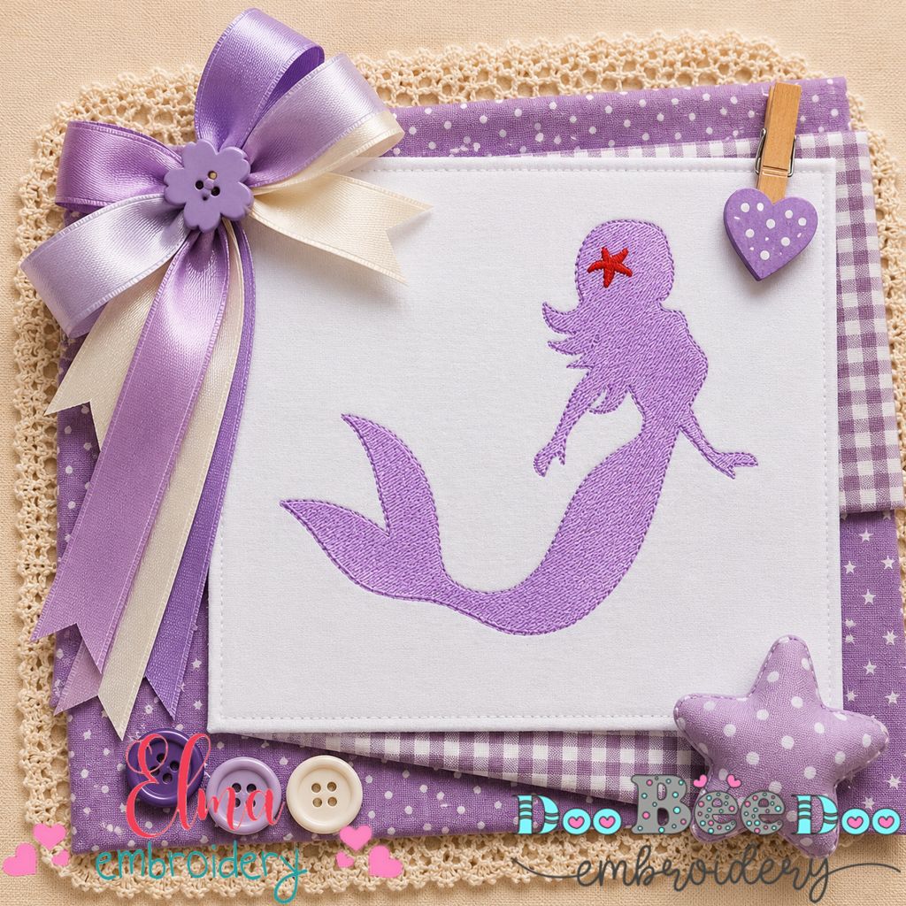 Ocean Whisper Mermaid - Fill Stitch - Machine Embroidery Design