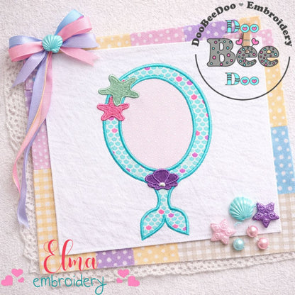 Mermaid Mirror Frame - Appliqué - Machine Embroidery Design