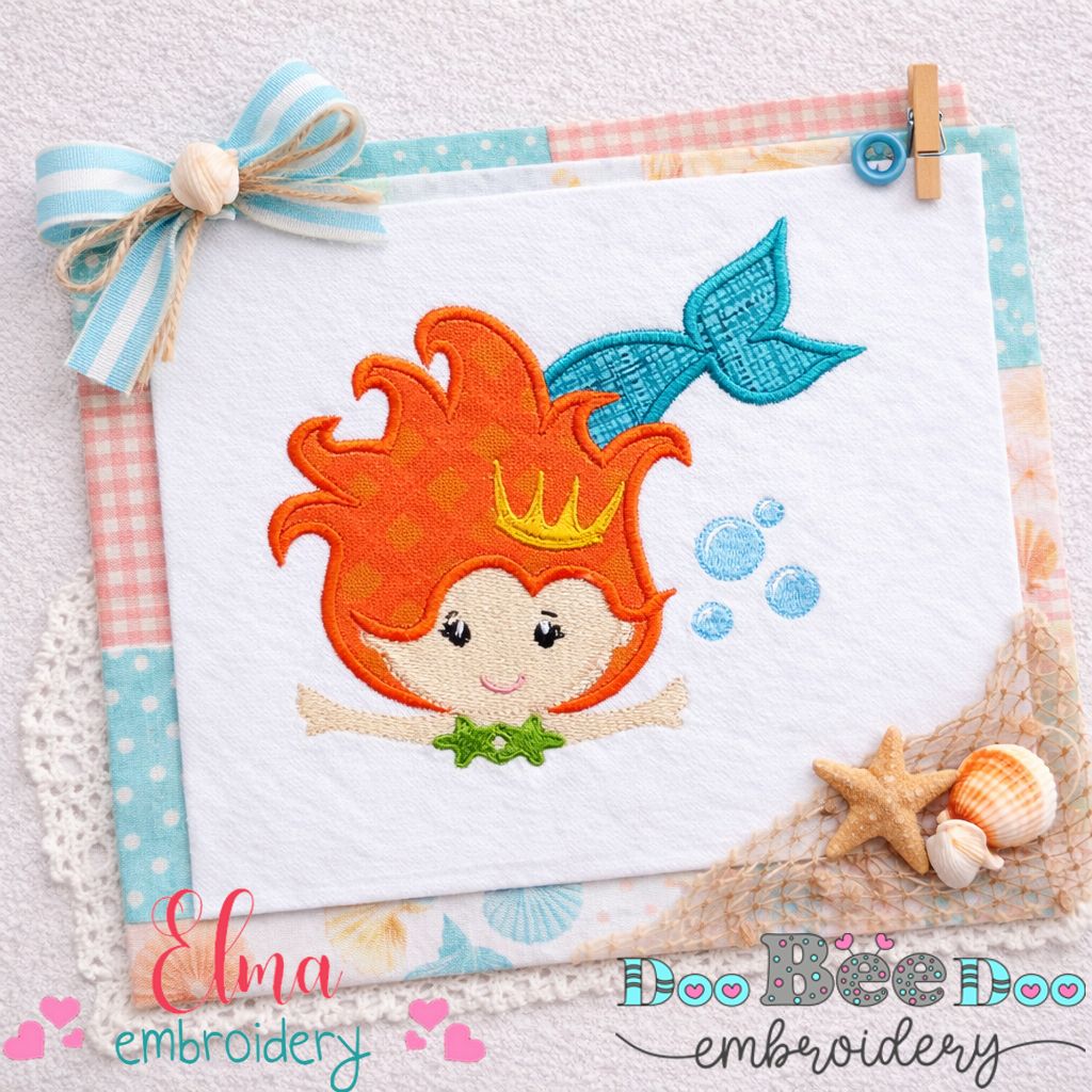 Little Mermaid Princess - Appliqué – Machine Embroidery Design